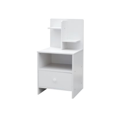 BAILEY Bedside Table with Shelves - WHITE