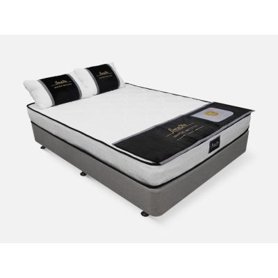 Vinson Fabric Double Bed with Deluxe Mattress - Grey