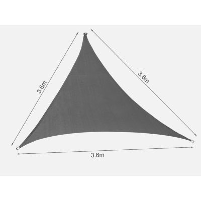 TOUGHOUT Shade Sail Triangle 3.6m x 3.6m x 3.6m - CHARCOAL