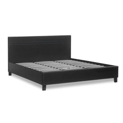 LOGAN Super King PU Bed Frame - BLACK