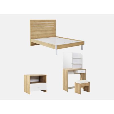 MAKALU Double Bedroom Furniture Package with Dressing Table - OAK