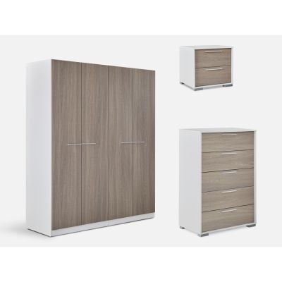 Waipoua 3 Piece Bedroom Storage Package with Wardrobe - Grey Oak