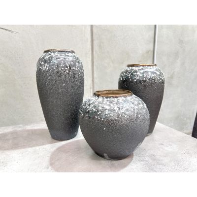 Elara Ceramic Vase Grey and Green - Round Small
