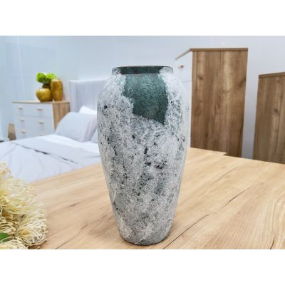 Elara Ceramic Vase White and Green - Medium
