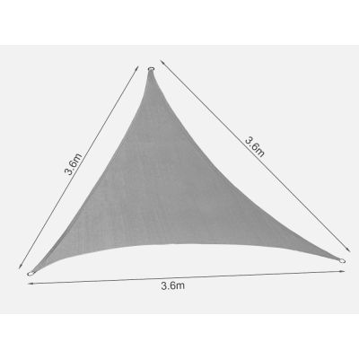 TOUGHOUT Shade Sail Triangle 3.6m x 3.6m x 3.6m - GREY