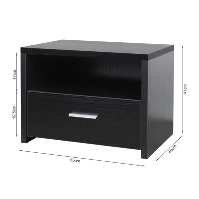 HASSAN Bedside Table with 1 Drawer - BLACK