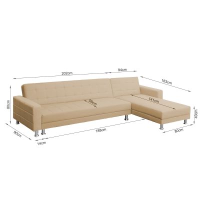 MINNESOTA Sofa Bed Futon with Chaise