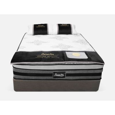Vinson Fabric Double Bed with Luxury Latex Mattress - Slate