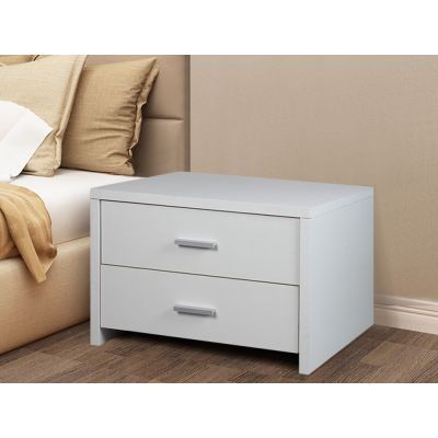 ABEL Bedside Table with 2 Drawer - WHITE