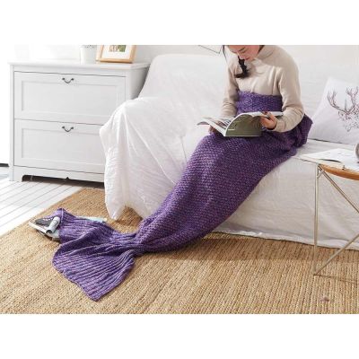 Mermaid Tail Blanket Knitted Blanket Crochet Blanket - PURPLE