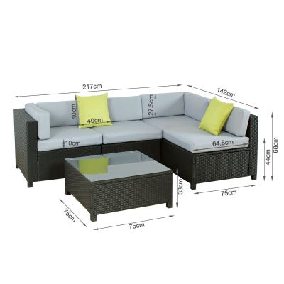 BetaLife Rattan Outdoor Sofa Set 5PCS