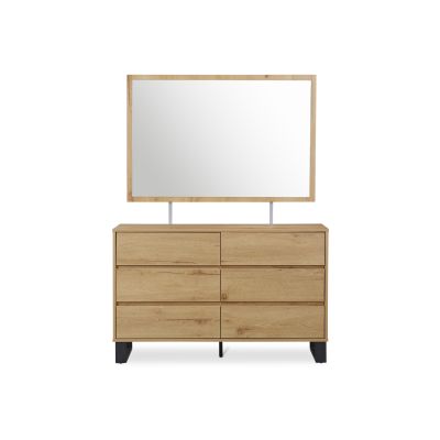 Frohna Queen Bedroom Furniture Package with Low Boy and Mirror - Oak