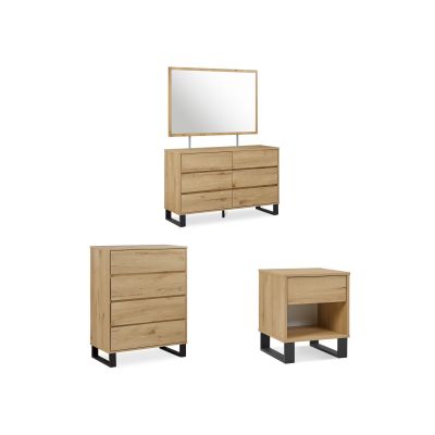 Frohna Bedroom Storage Package with Bedside Table- Oak