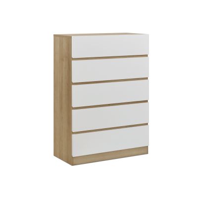 Harris Bedroom Storage Package 4PCS with Tallboy 5 Drawers - Oak + White