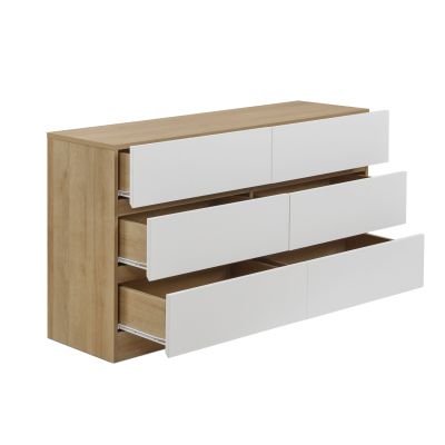 Harris King Bedroom Furniture Package with Low Boy - Oak + White