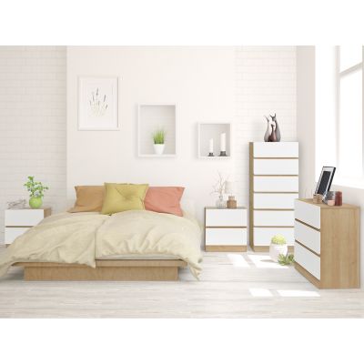 Harris Bedroom Storage Package 4PCS with Slim Tallboy - Oak + White