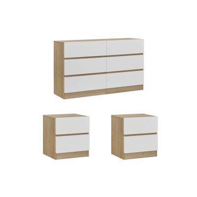 Harris Bedroom Storage Package with Low Boy 6 Drawers - Oak + White