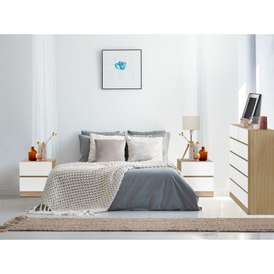 Harris Bedroom Storage Package with Tallboy 6 Drawers- Oak + White