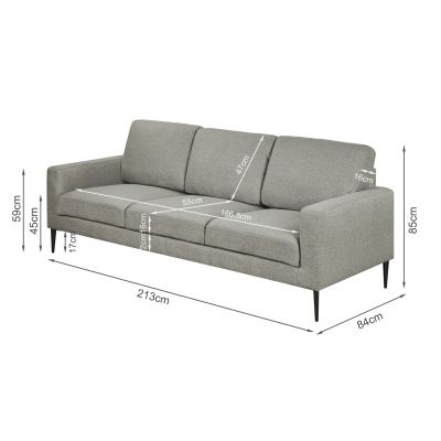 Toronto 3 Seater Sofa - Light Grey