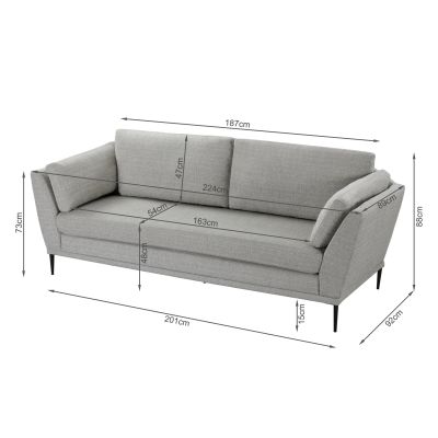 Berlin 3 Seater Sofa - Light Grey