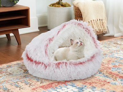 Soft Plush Cat Cave Bed - Pink