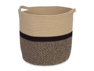 Cotton Rope Basket - Beige + Black