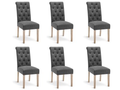 Zoey 6 Piece Upholstered Dining Chair - Dark Grey