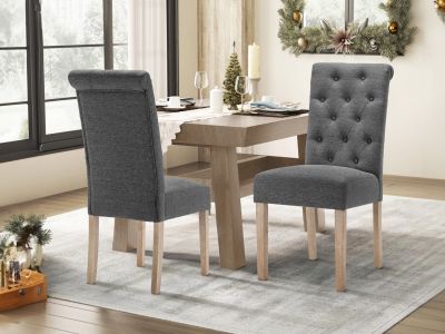 Zoey Upholstered Dining Chair - Set of 2 - Dark Grey