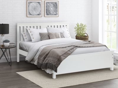 Castor Queen Wooden Bed Frame - White