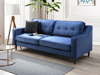 Hampton Velvet 3 Seater Sofa - Navy Blue