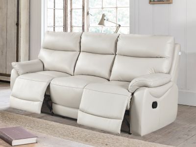 Charlton Leather 3 Seater Recliner Sofa - Beige