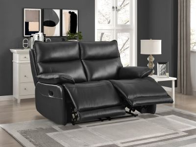 Wellsford Manual Leather 2 Seater Recliner Sofa - Black