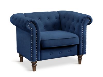 Chesley Velvet Occasional Chair - Navy Blue