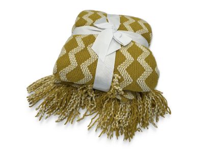 Premium Crochet Throw Blanket Yellow 130x220cm
