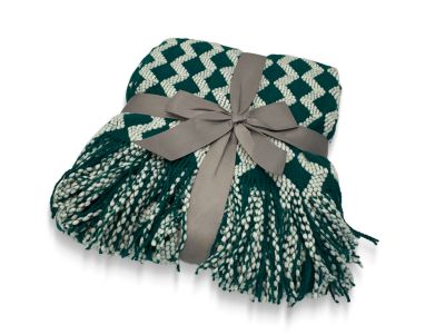 Premium Crochet Throw Blanket Green 130x220cm