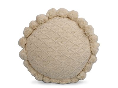 Crochet Designer Round Cushion Cream White 50cm