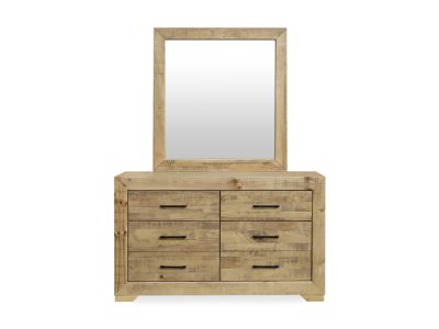Argento Solid Wood 6 Drawer Dresser with Mirror - Delhi