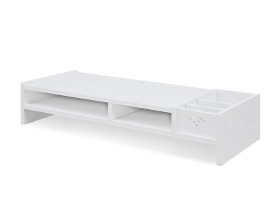 2 Tier Monitor Stand Riser Storage Organizer Shelf - White
