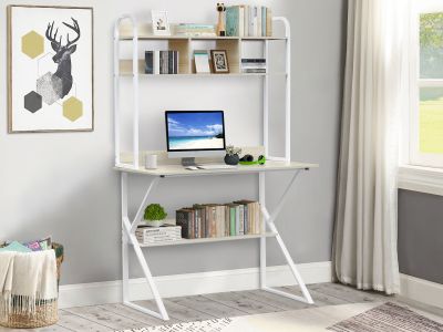 Ramsey 100cm Computer Desk with Bookshelf - Maple