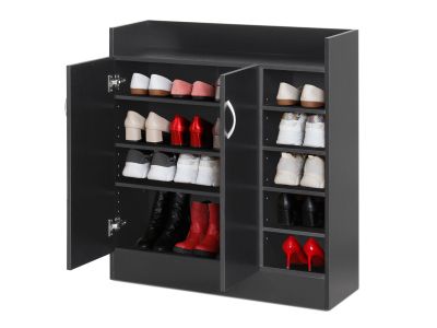 Maui 2 Door Shoe Cabinet Storage Rack - Black