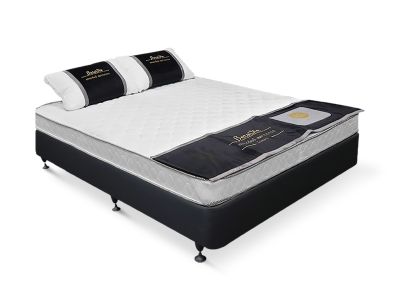 Vinson Fabric Double Bed with Basic Mattress - Black