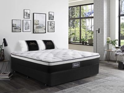 Vinson Fabric Double Bed with Premier Back Support Mattress - Black