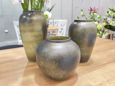 Elara Ceramic Vase Dark Grey - Round Small