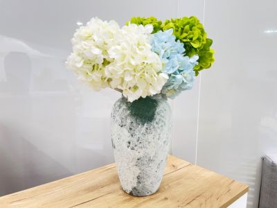 Elara Ceramic Vase White and Green Green - Small