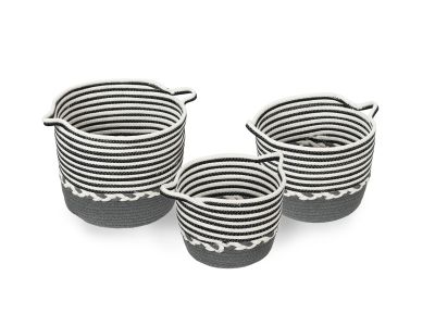 Premium Woven Basket Set of 3 Grey