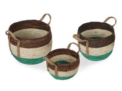 Premium Woven Basket Set of 3 Tricolor