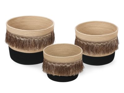 Premium Woven Basket Set of 3 Grown Tassels
