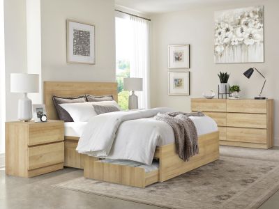 Harris King Bedroom Furniture Package with Low Boy - Oak