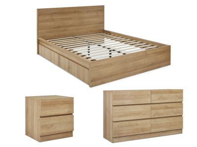 Harris King Bedroom Furniture Package with Low Boy - Oak