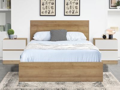Harris Double Bedroom Furniture Package 3pcs - Oak + White